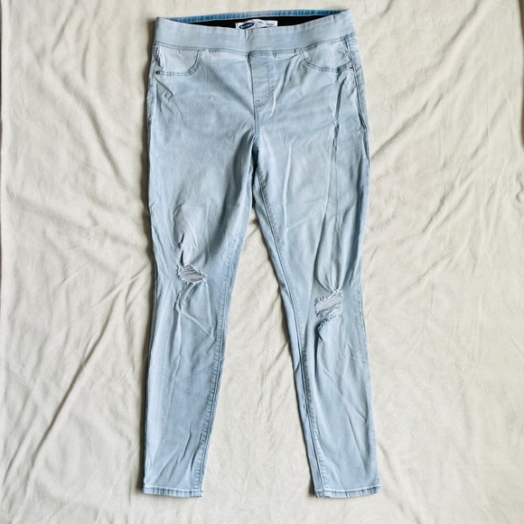 Light denim distressed jeggings - Picture 1 of 5